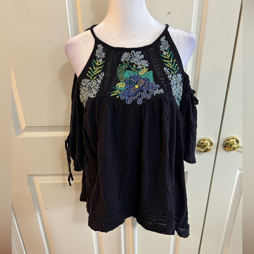 Free People embellished cold shoulder top, XS